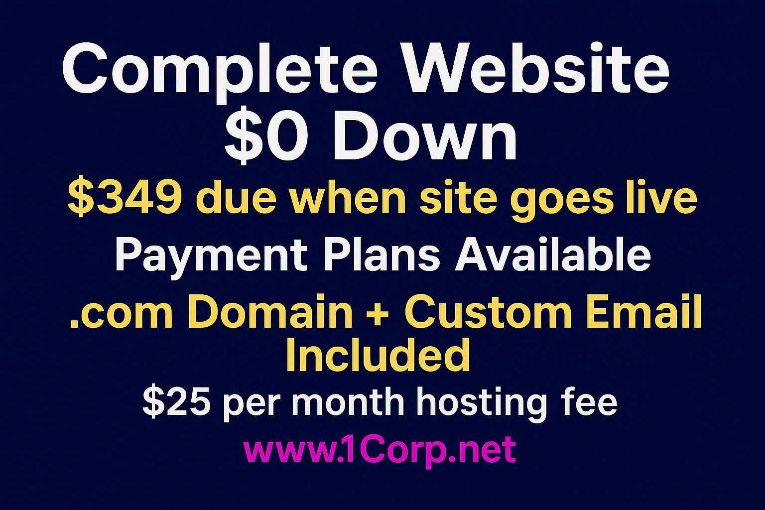 Complete Website $0 Down Promo
